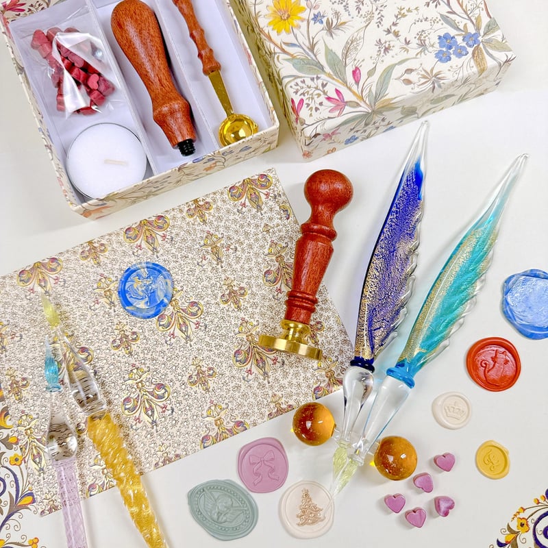 Gold Feather Glass Pen 羽根ペン型 ムラーノガラスペン Gold Feather Glass Pen 羽根ペン型 ムラーノガラスペン