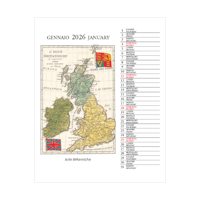 イタリア製 2026年 卓上カレンダー 【 ANTICHE MAPPE CP2603 】 1