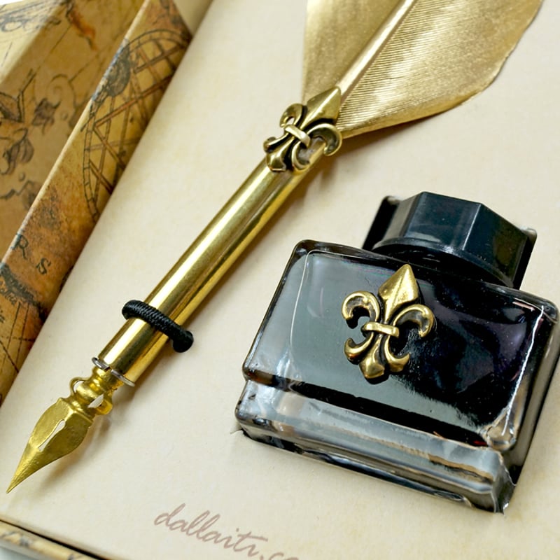 DALLAITI Gold Feather ライティングセット（カリグラフィー羽根ペン+