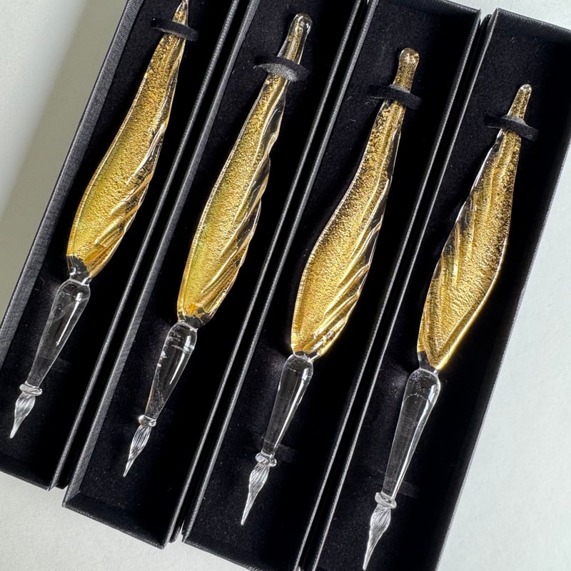 Gold Feather Glass Pen＜Version.2＞ 羽根ペン型 ムラーノガラス