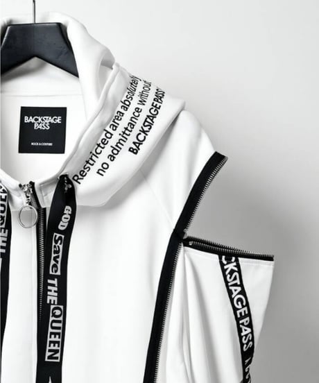 BACKSTAGEPASS　NGS5502　PARACHUTE-PARKAビッグシルエット ジップアップ パーカー(WHITE)