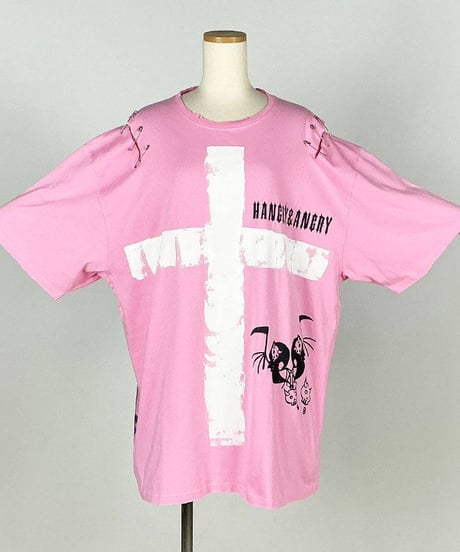 h.NAOTO　Hand-drawn cross oversize T-sh / PK