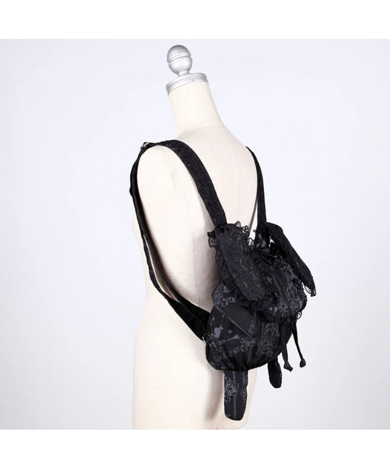 h.NAOTO Lovely Bunny Frill Backpack / BK | TyCH