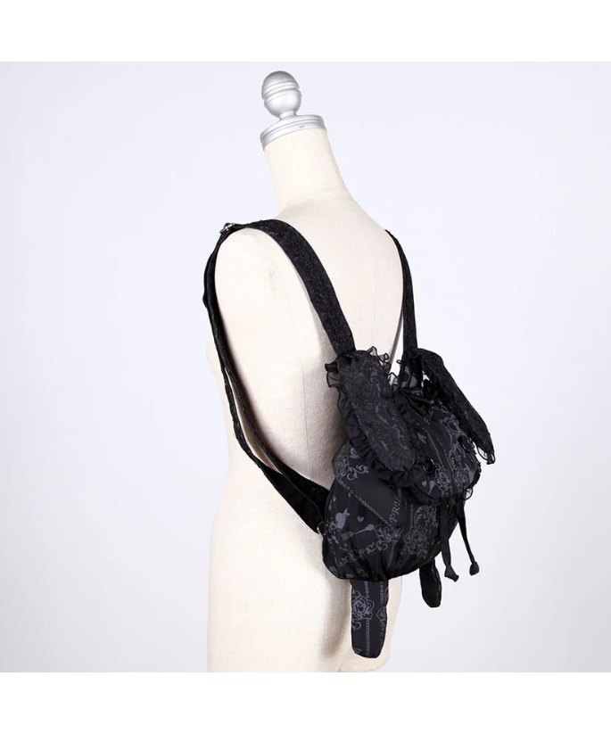 h.NAOTO Lovely Bunny Frill Backpack / BK | TyCH