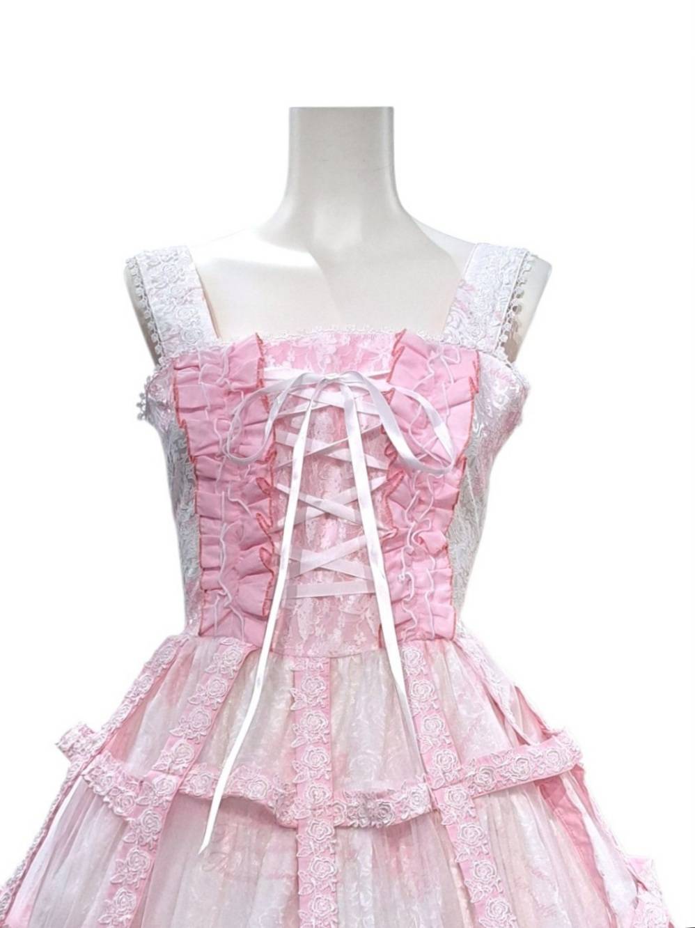 未着用少々訳有＊h.naoto Bloodレースアップ重ね着風燕尾フリルトップス h.NAOTO Sweet Strawberry Alice Bird Cage Dress(