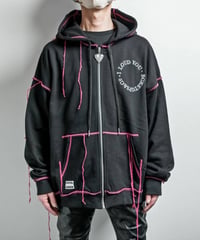 BACKSTAGEPASS　NGS5510　MARIONETTE(マリオネット)ハートロゴ刺繍 ジップアップ オーバーサイズ パーカー (PINK）