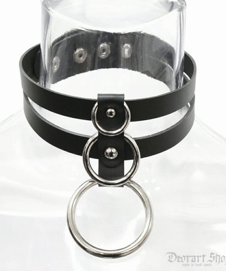 Deorart  BY2092 Double belt ring choker ダブルベルト コルセット チョーカー/首輪/パンク/ゴシック