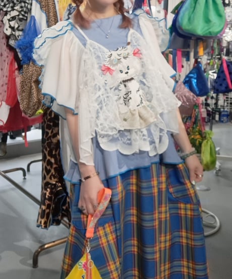 mother's made　305211　白×水色チュールトップス