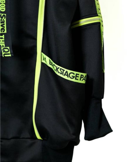 BACKSTAGEPASS　NGS5502　PARACHUTE-PARKAビッグシルエット ジップアップ パーカー(LIME)