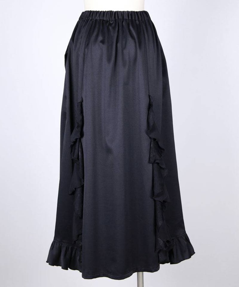 h.NAOTO Gothic Ruffle Wrap-Style Flared Maxi Sk