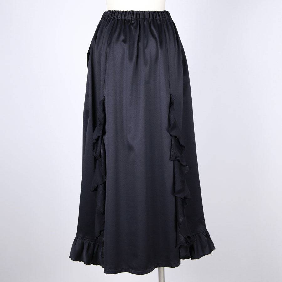 h.NAOTO Gothic Ruffle Wrap-Style Flared Maxi Sk