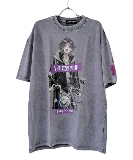 BACKSTAGEPASS　AGS1211　黒野京×BACKSTAGE PASS コラボ】TOO TOO ピグメント加工 オーバーサイズ Tシャツ（L.GRAY）