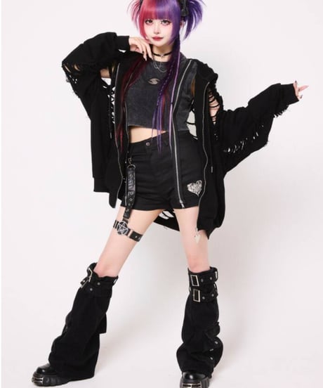 BACKSTAGEPASS　NGS5512　DESTROY HOODIE-VEIN スケルトンダメージ ジップアップ クラッシュパーカー(BLACK)