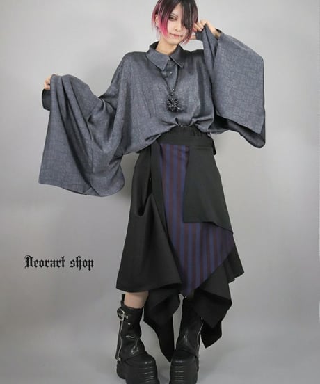 Deorart  DRT2866 ストライプ柄 レイヤード・ゴシック ベルト フラップ