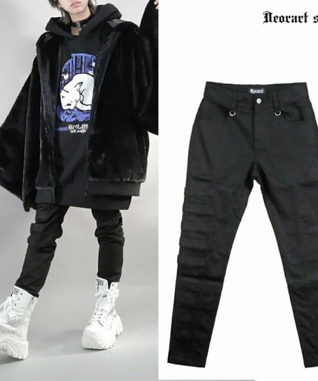 Deorart  DRT2754 サイドベルトデザイン ・ 切り替えスリムパンツ