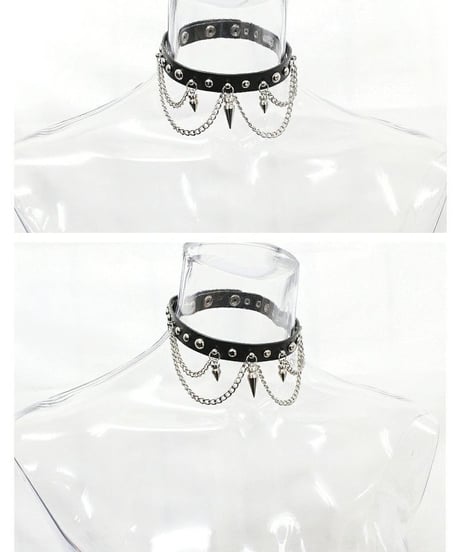 Deorart  BY2094 Spike 2chain choker スパイク/ニードル 2連チェーン