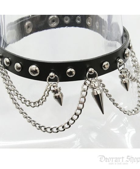 Deorart  BY2094 Spike 2chain choker スパイク/ニードル 2連チェーン