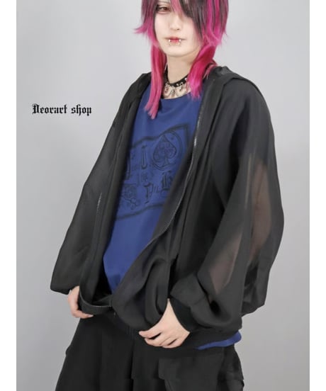 Deorart  DRT2876 [ 透け感シアー ]　ネコミミフード・シアー ジップパーカー