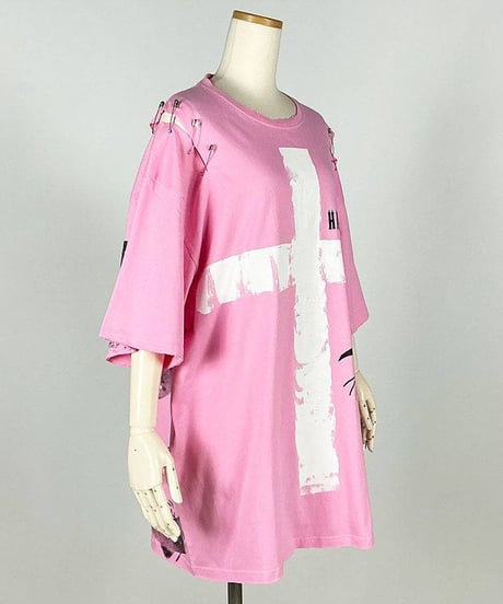 h.NAOTO　Hand-drawn cross oversize T-sh / PK