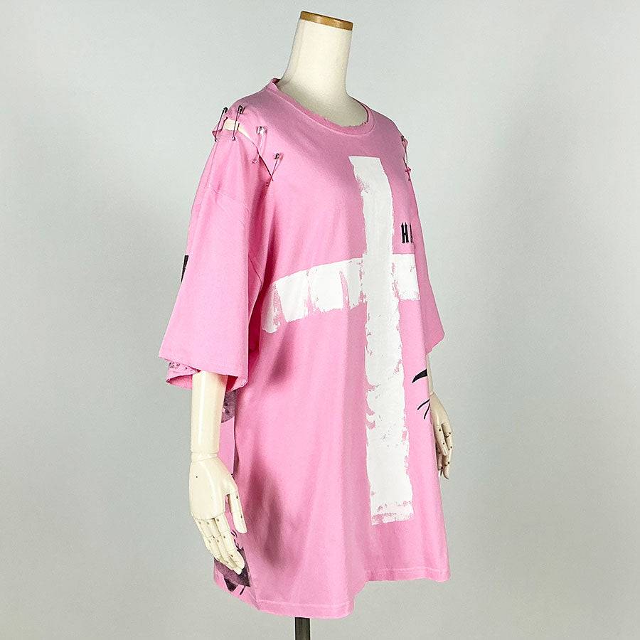 h.NAOTO Hand-drawn cross oversize T-sh / PK | T
