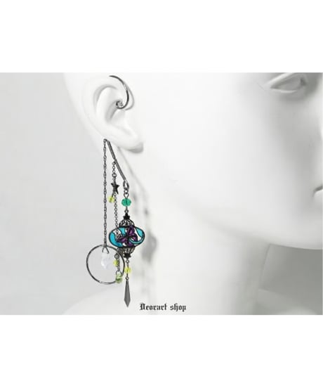 Deorart  BY1140　ステンドグラス ・ イヤーフック＆イヤリング [ butterfly lamp ]