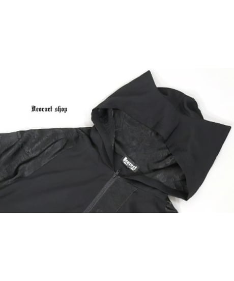 Deorart  DRT2873 猫耳フード 中華柄 切替え BIGパーカー ブルゾン