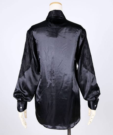 h.NAOTO　Patchwork Lace Satin Shirt