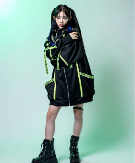BACKSTAGEPASS　NGS5502　PARACHUTE-PARKAビッグシルエット ジップアップ パーカー(LIME)