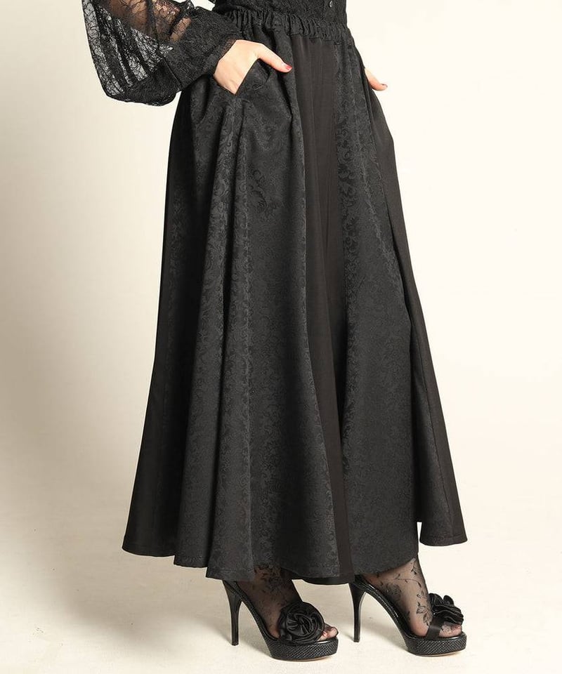 h.NAOTO Ornament jacquard flared skirt | TyCHE