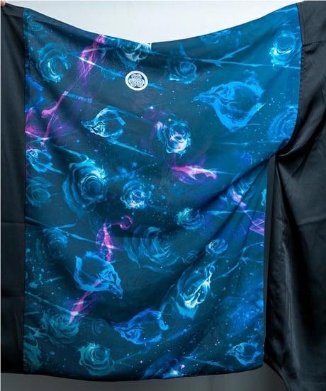 BACKSTAGEPASS　AGS3712　KIMONO-SKULLS N' ROSES(キモノｰスカル アンド ローゼズ)キモノスリーブ シャツ (BLACK)