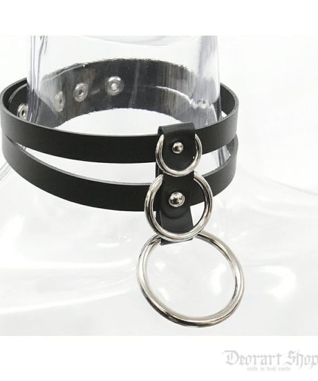 Deorart  BY2092 Double belt ring choker ダブルベルト コルセット チョーカー/首輪/パンク/ゴシック