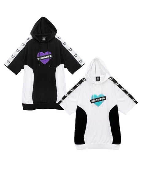 LISTEN FLAVOR　リッスンフレーバー　2613504 ふわもこハート切替半袖パーカー