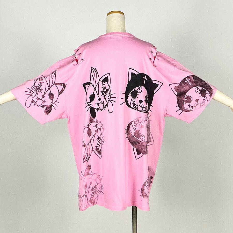 h.NAOTO Hand-drawn cross oversize T-sh / PK | T