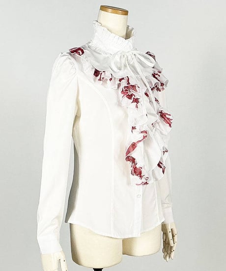h.NAOTO　Blood Rose Ruffle Blouse / WH-RD / Mサイズ