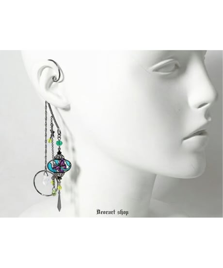 Deorart  BY1140　ステンドグラス ・ イヤーフック＆イヤリング [ butterfly lamp ]