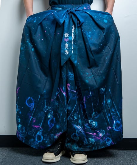 BACKSTAGEPASS　AGS4013　WABI-SKULLS N' ROSES(ワビ-スカルンローゼス)ハカマパンツ(BLACK)