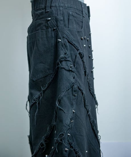 BACKSTAGEPASS　GBS4102 OZZY O(オジィーオー)スタッズデニム ワイドバギー パンツ(BLACK)