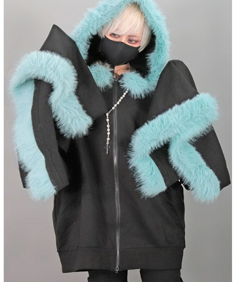 AK059 LIZRISA フード ファー ポンチョ AK059 LIZRISA フード ファー