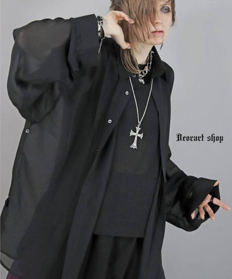 Deorart DRT2882 [ 透け感シアー ][２WAY] オーバーサイズ シャツ