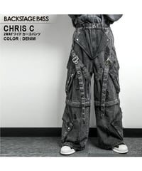 BACKSTAGEPASS　GBS4201　CHRIS 2WAY ベルト レザータッチ/デニム ワイドカーゴパンツ(DENIM)