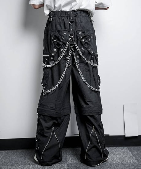 BACKSTAGEPASS　NGS4206　CHESTER Bチェーン付スタッズ ワイド カーゴパンツ(BLACK)