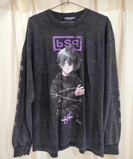 BACKSTAGEPASS　AGS2215　【黒野京×BACKSTAGE PASS コラボ】BARBED(バーブド) ピグメント加工 オーバーサイズ ロンT(D.GRAY)