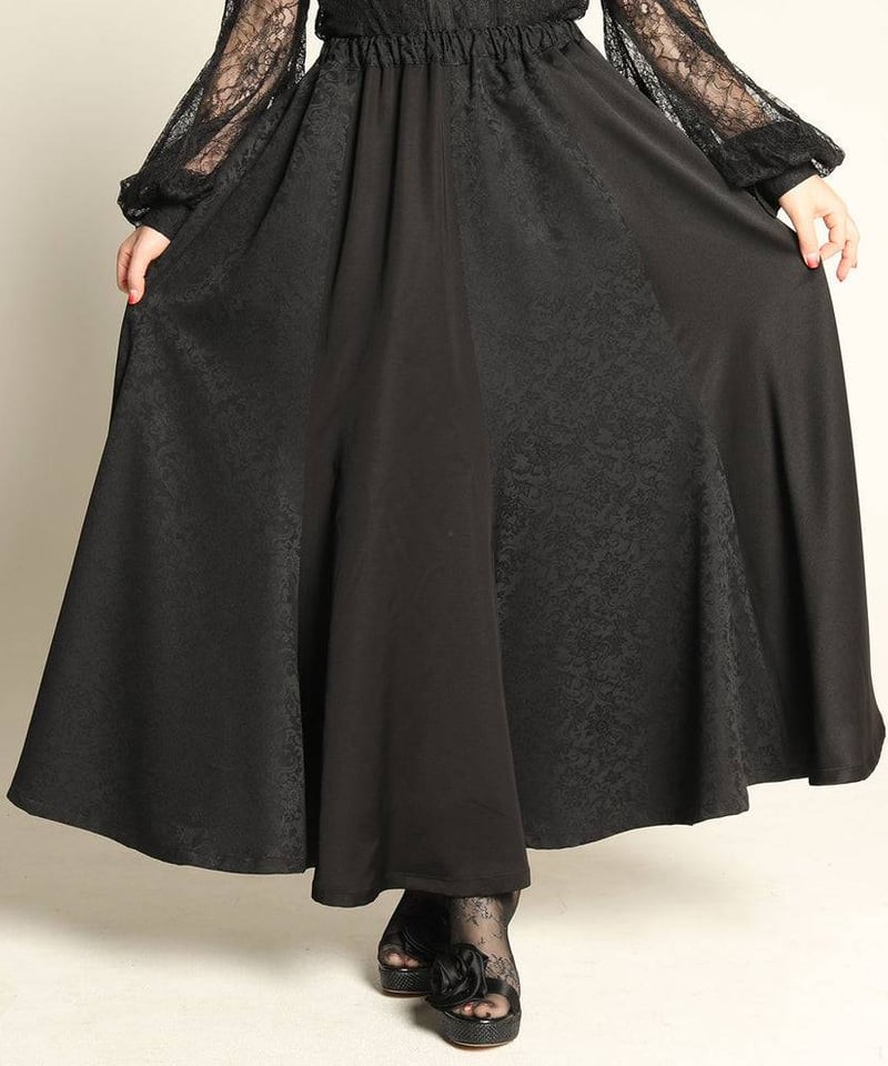 h.NAOTO Ornament jacquard flared skirt | TyCHE
