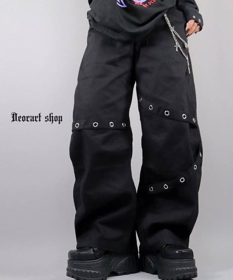 Deorart  DRT2888 ハトメベルト・アシンメトリー バルーン ツイルパンツ