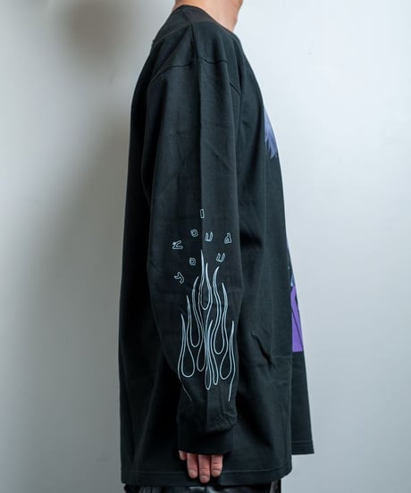 BACKSTAGEPASS　AGS2214 【黒野京×BACKSTAGE PASS コラボ】SHOUT(シャウト) ピグメント加工 オーバーサイズ ロンT(BLACK)