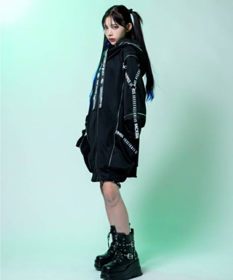BACKSTAGEPASS　NGS5502　PARACHUTE-PARKAビッグシルエット ジップアップ パーカー(BLACK)