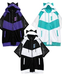 LISTEN FLAVOR 　2410415　猫耳カプセル 袖メッシュジャージパーカー