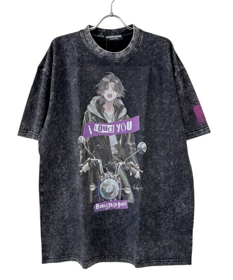 BACKSTAGEPASS　AGS1211　黒野京×BACKSTAGE PASS コラボ】TOO TOO ピグメント加工 オーバーサイズ Tシャツ（D.GRAY）