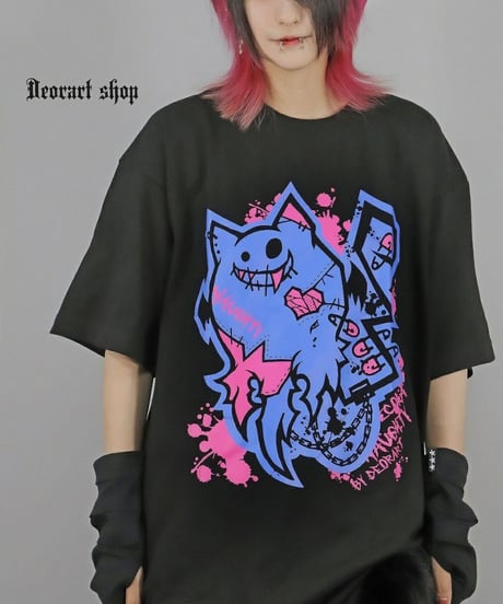 Deorart  DRTP011 オーバーサイズ・プリントTシャツ 【わるいこ】 [ネコラ NECOLA 悪魔][Deorart Record]