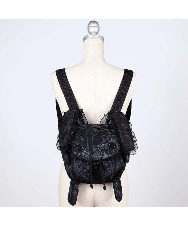 h.NAOTO Lovely Bunny Frill Backpack / BK | TyCH